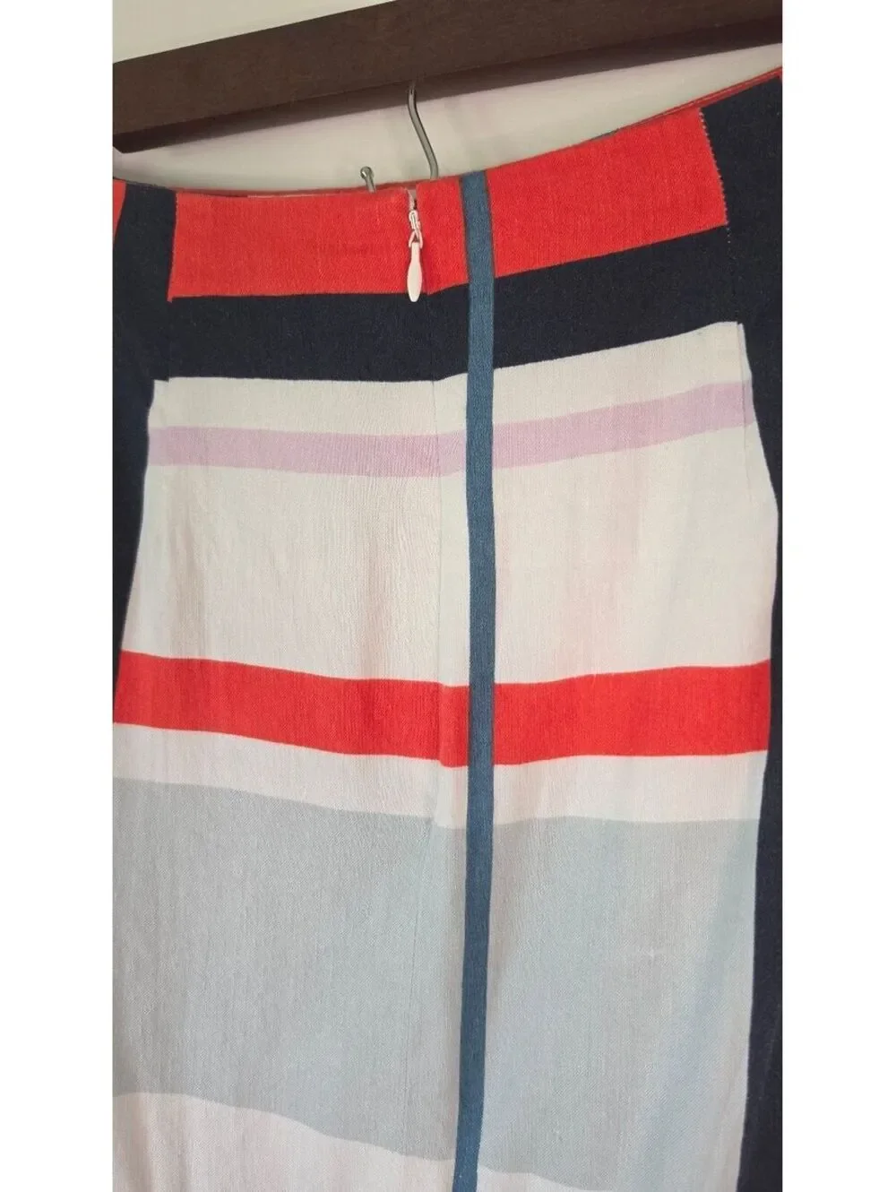 Ann Taylor Striped Linen Blend Flounce Skirt Multi-Color Geometric Sz Med, #133